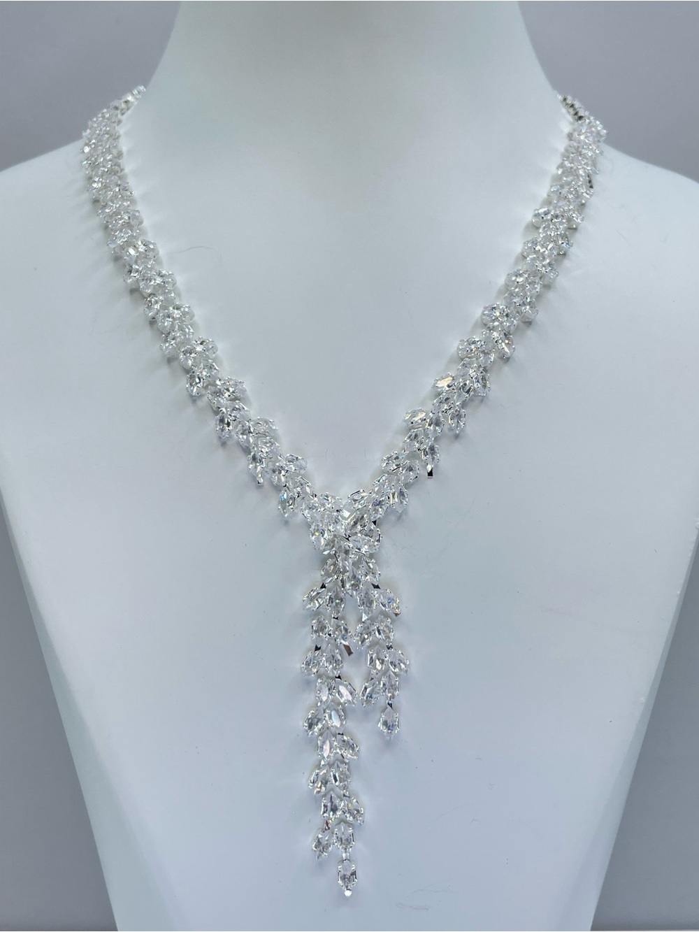 Swarovski Crystal Elements White Diamond Art Deco Bridal Tennis Necklace